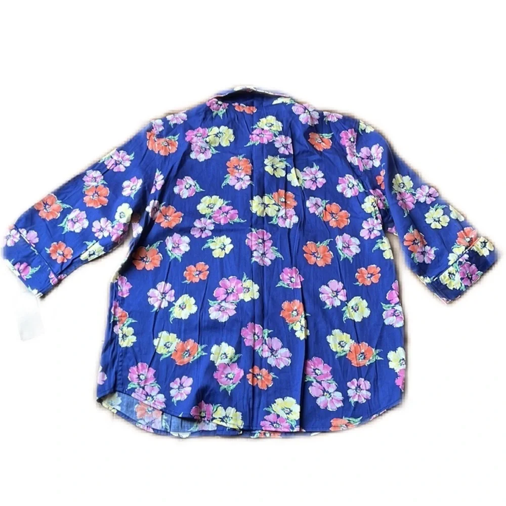Ralph Lauren Navy Floral Garment Top Size XL